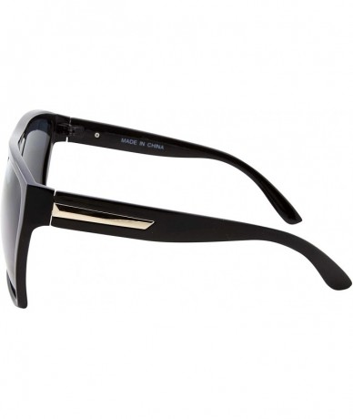 Oversized Large Retro Style Square Oversize Flat Top Sunglasses Shades - Black - C418E55M2WY $9.10