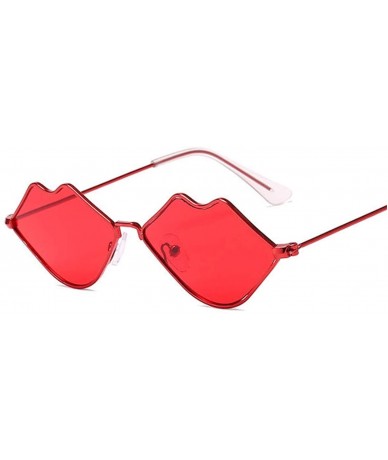 Sport Small Fe Sunglasses Women Retro Lips Mirror Metal Sun Glasses Female Vintage Brand Designer - Redred - CV18W78DN5T $9.04
