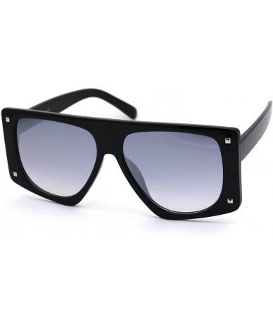 Rectangular 80s Funk Disco Flat Top Rectangular Mob Plastic Sunglasses - Black Silver Mirror - CR18XX34AM9 $22.85