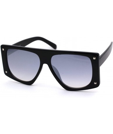 Rectangular 80s Funk Disco Flat Top Rectangular Mob Plastic Sunglasses - Black Silver Mirror - CR18XX34AM9 $15.34