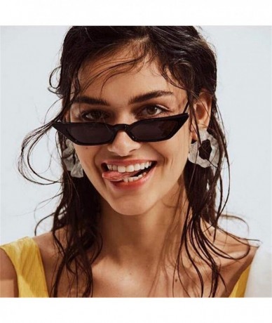 Rectangular Vintage Sunglasses Women Cat Eye Frame Colorful lens Glasses UV 400 Protection - Tortoise Frame Brown Lens - CP18...