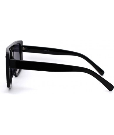 Rectangular 80s Funk Disco Flat Top Rectangular Mob Plastic Sunglasses - Black Silver Mirror - CR18XX34AM9 $15.34