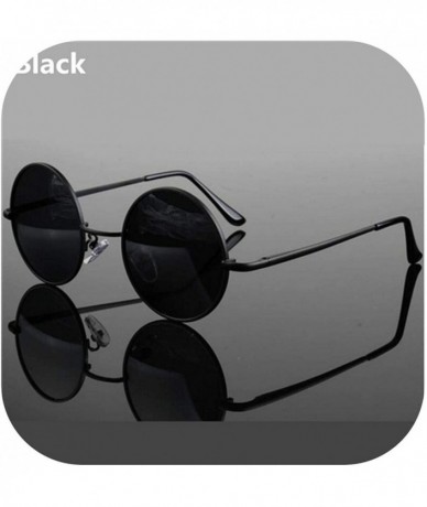 Oversized Retro Round Sunglasses Women Fashion Personality Glasses Men Eye Protection Polarized Oculos De Sol UV400 - Black -...