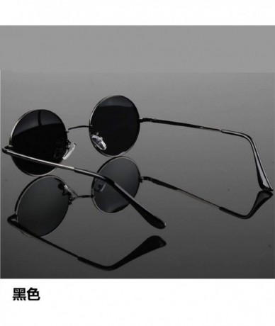 Oversized Retro Round Sunglasses Women Fashion Personality Glasses Men Eye Protection Polarized Oculos De Sol UV400 - Black -...