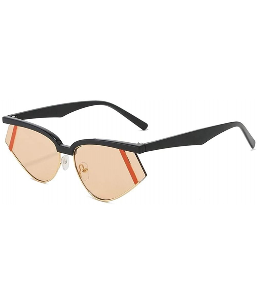 Cat Eye Cat Eye Sunglasses for Women Triangle Sun Glasses Black Shades UV400 - Black Gold Tea - CJ199O7U20Y $11.63