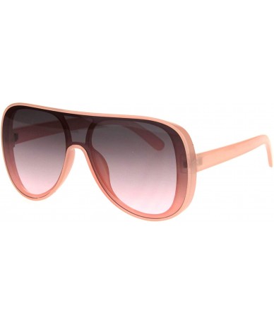 Aviator Womens Oversized Shield Aviator Sunglasses Retro Modern Fashion Shades - Pink (Pink Smoke) - CM18L5R39YT $9.20