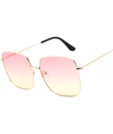 Oval Retro Big Square Sunglasses Women Vintage Shades Progressive Metal Color Sun Glasses Fashion Designer Lunette - CG199CCX...