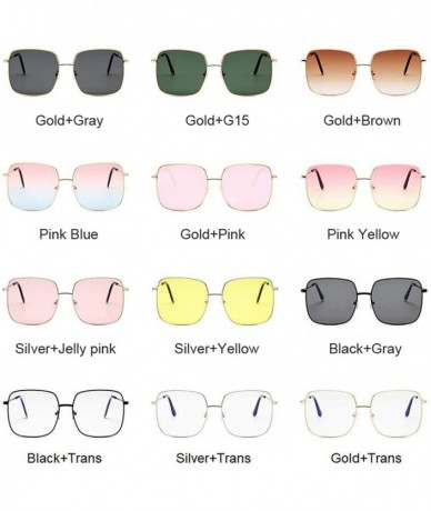 Oval Retro Big Square Sunglasses Women Vintage Shades Progressive Metal Color Sun Glasses Fashion Designer Lunette - CG199CCX...