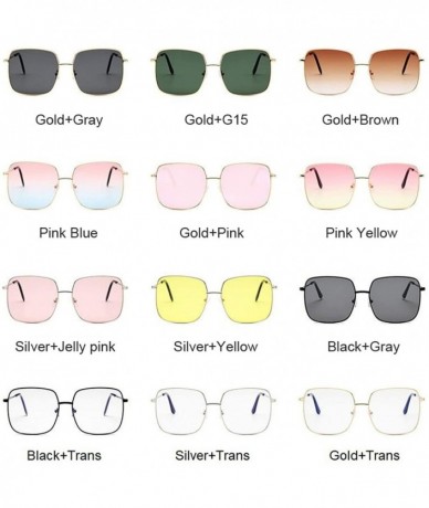 Retro Big Square Sunglasses Women Vintage Shades Progressive Metal