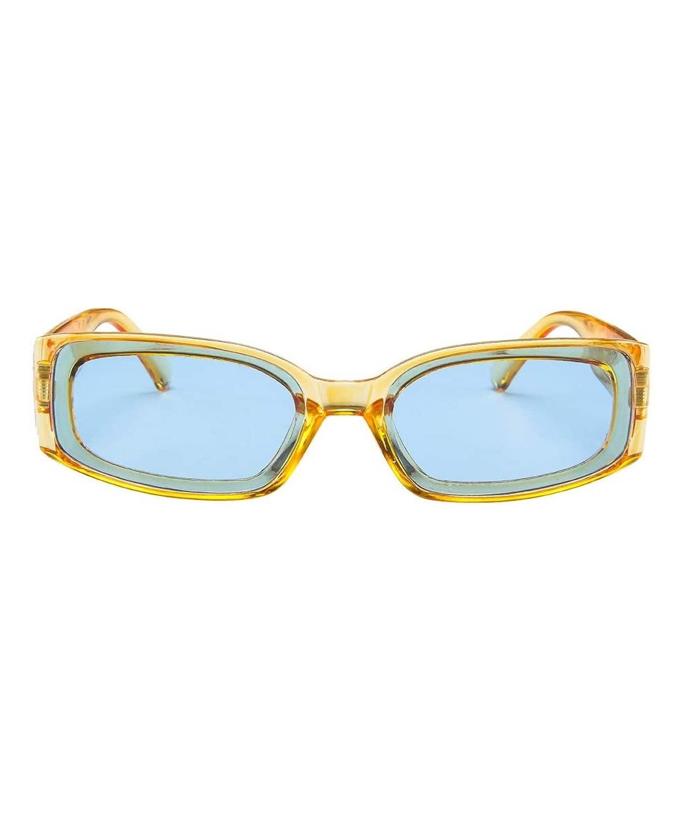 Oversized Sunglasses for Women Polarized UV Protection Cat Eyes Small Face Lightweight Mirrored Eyeglasses - Yellow - CN18RAK...