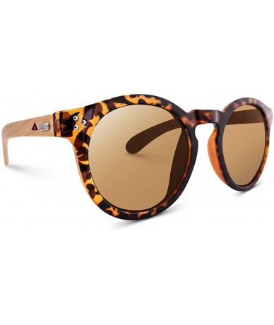Oversized Wooden Bamboo Sunglasses Temples Round Vintage Oversize Wood Sunglasses - Tortoise W/ Pouch - C911VNUSWHB $98.98