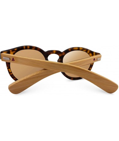 Oversized Wooden Bamboo Sunglasses Temples Round Vintage Oversize Wood Sunglasses - Tortoise W/ Pouch - C911VNUSWHB $47.19