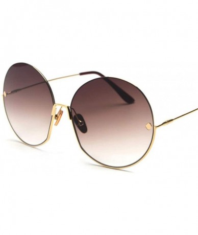 Oversized Luxury Vintage Round Sunglasses Women Fashion Half Frame Tinted Lens Oversized Sun Glasses FeLady Big Shades - CJ19...