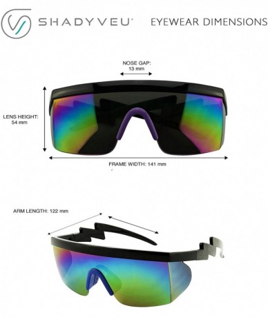 Semi-rimless Semi Rimless Neon Rainbow Mirrored Lens Sports Performance Sunglasses Black Half Frame ZigZag Arms Blue Nose Pad...