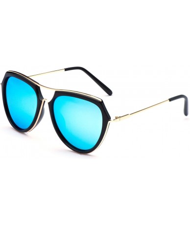 Cat Eye Classic Cat Eye Polaroid Lens Sunglasses Acetate Frame with Spring Hinges for women - E-gold/Ice Blue - CN18G442M4Q $...