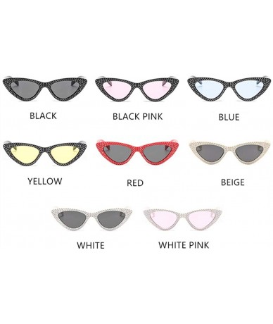 Cat Eye Luxury Cat Eye Sunglasses Rhinestone Small Sexy Women Brand Fashion Sunglasses Female Red Vintage UV400 Sunglass - CP...