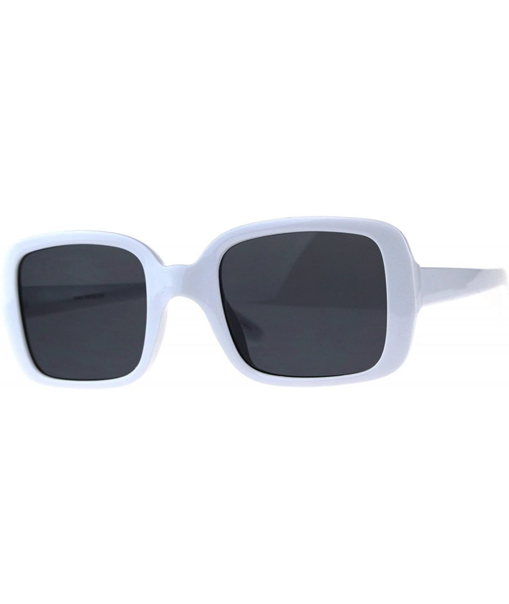 Square Vintage Retro Sunglasses Womens Square Rectangular Classic Fashion - White (Black) - CC18DNCR2ZD $19.52