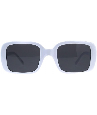 Square Vintage Retro Sunglasses Womens Square Rectangular Classic Fashion - White (Black) - CC18DNCR2ZD $23.16
