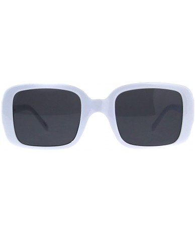 Square Vintage Retro Sunglasses Womens Square Rectangular Classic Fashion - White (Black) - CC18DNCR2ZD $11.71