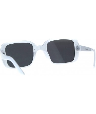 Square Vintage Retro Sunglasses Womens Square Rectangular Classic Fashion - White (Black) - CC18DNCR2ZD $11.71