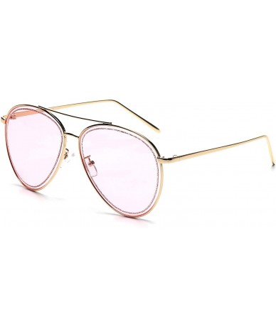 Aviator Classic Aviator Fashion Designer Sunglasses for Women with UV Protection - Pink - CO18LRLDCE4 $20.25