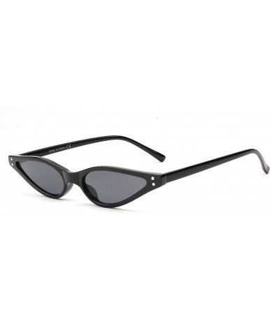 Semi-rimless Vintage Cat Eye Sunglasses Small Rivet Women Designer Shades Sun Glasses - Black - CM18CUTK9S8 $21.32