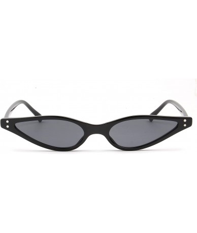 Semi-rimless Vintage Cat Eye Sunglasses Small Rivet Women Designer Shades Sun Glasses - Black - CM18CUTK9S8 $23.26