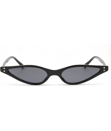 Semi-rimless Vintage Cat Eye Sunglasses Small Rivet Women Designer Shades Sun Glasses - Black - CM18CUTK9S8 $8.31