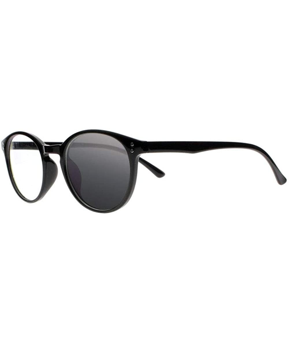 Round Mens TR90 Round Frame Transition Photochromic Bifocal Reading Glasses Sunglasses Readers - Black - C218LC24RYX $26.29