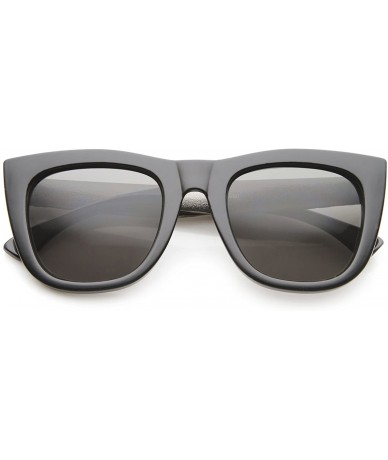 Wayfarer High Fashion Alligator Metal Temple Bold Rimmed Flat Top Sunglasses - Black-gunmetal / Smoke - CG12G0JF89J $11.23