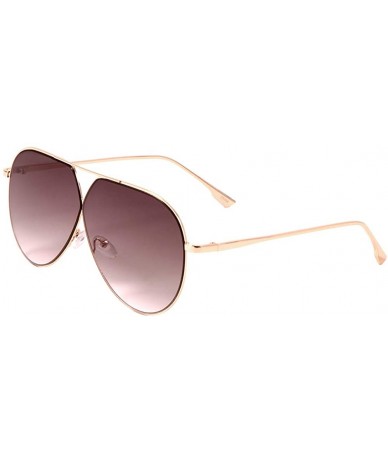 Aviator Flat Thin Metal Frame Triangular Bridge Round Aviator Sunglasses - Smoke - CJ197QEZ0ZR $16.92