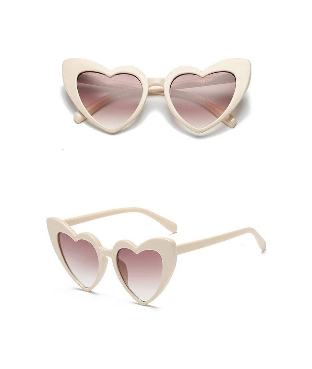 Oversized Heart Shaped Sunglasses for Women - Cat Eye Oversized UV Glasses Sun Glasses Vintage Party Heart Eyeglasses - G - C...