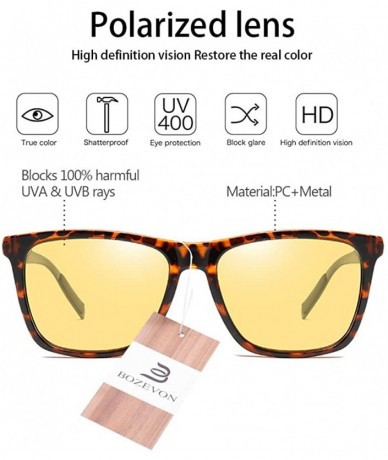Sport Retro Sunglasses - UV400 Night Driving Goggles Women & Men Eyewear - Leopard Frame/Yellow Lens - C418RL63GYO $13.62