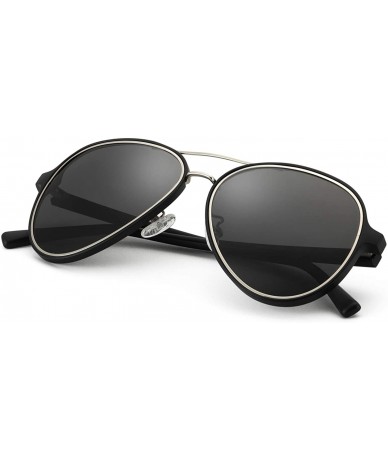 Aviator Aviator Sunglasses Women Polarized - Matte Black Frame / Grey Polarized Lens - C6193G7ZY8N $35.27