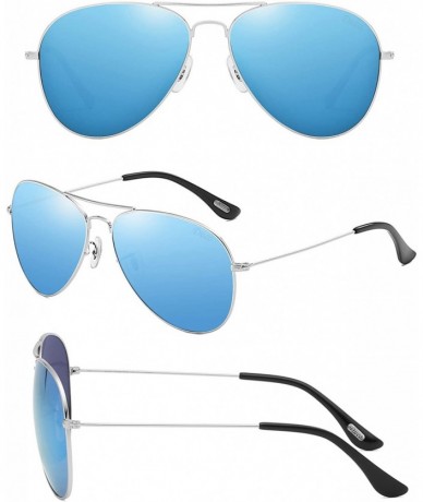 Sport Men's and Women's Pilot Style Classic Polarized Sunglasses 3025 - Silver Frame Blue Lens - CZ18EIMRIOA $20.90