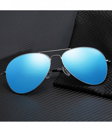 Sport Men's and Women's Pilot Style Classic Polarized Sunglasses 3025 - Silver Frame Blue Lens - CZ18EIMRIOA $20.90