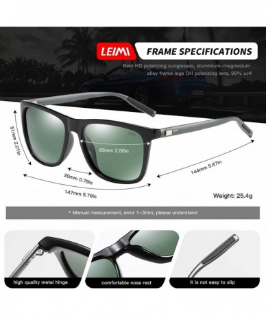 Wayfarer Unisex Polarized Aluminum Sunglasses Vintage Sun Glasses for Men Women - 02-black Frame / Green Lens - CK18NITAN7S $...