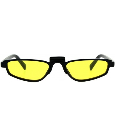 Rectangular Vintage Fashion Sunglasses Unisex Skinny Frame Unique Pop Up Bridge - Black (Yellow) - CT18DA5O52M $13.30