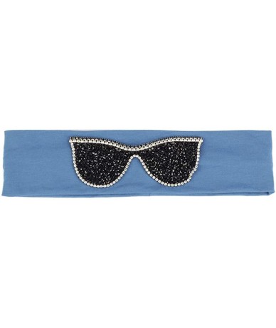 Wrap Plain Stretch Headb s Sunglasses Elastic Headb Rhinestones Hair B - Black Blue - CU18T06QLNR $61.21
