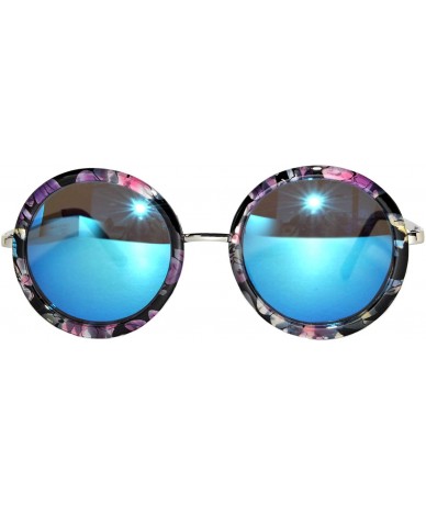 Oval Round Floral Vintage Women's Sunglasses Colored Plastic Frame Colored Lens - C3_mirror-blue_purple-frame - CS182HGRR7Q $...