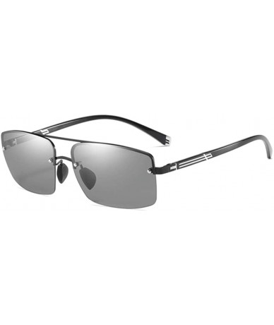 Square Sports Polarized Sunglasses For Men Driving 100% UV Protection - Black Photochromic - C4190OLL8GR $36.29
