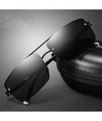 Square Sports Polarized Sunglasses For Men Driving 100% UV Protection - Black Photochromic - C4190OLL8GR $18.15