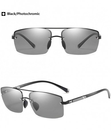 Square Sports Polarized Sunglasses For Men Driving 100% UV Protection - Black Photochromic - C4190OLL8GR $18.15