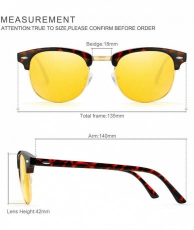 Square Night Vision Glasses for Driving - HD night driving glasses anti glare polarized mens women glasses - Black/Red - CV18...