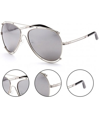 Aviator Full Metal Frame Fashion Aviator Sunglasses - Silver Silver - C912KW9CEAX $17.06