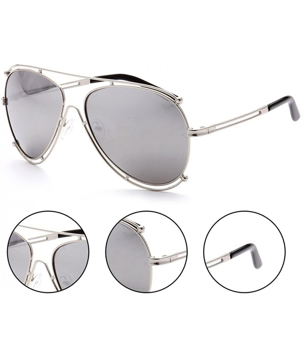Aviator Full Metal Frame Fashion Aviator Sunglasses - Silver Silver - C912KW9CEAX $6.92