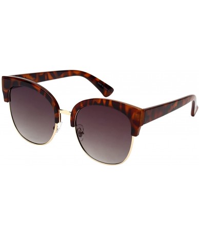 Oversized Horned Rim Half Frame Sunglasses w/Flat Gradient Lens 32172TT-FLAP - Yellow Demi - CV12K7JU9EH $7.65
