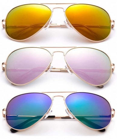 Aviator Polarized Aviator Sunglasses Mirrored Lens Classic Aviator Polarized Sunglasses Small - CX18I63ZCRE $35.18
