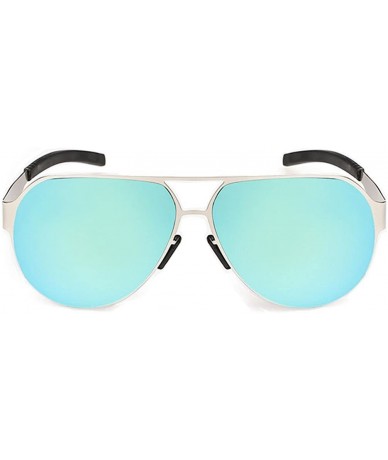 Square Top Luxury Sunglasses Feature Style Avaitor Lens Metal Big Frame - Silver/Blue - CD11ZIRHRIZ $24.69