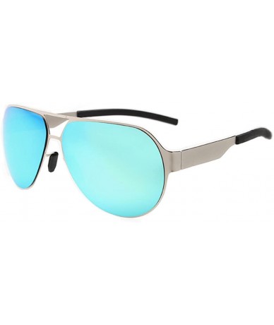 Square Top Luxury Sunglasses Feature Style Avaitor Lens Metal Big Frame - Silver/Blue - CD11ZIRHRIZ $24.69